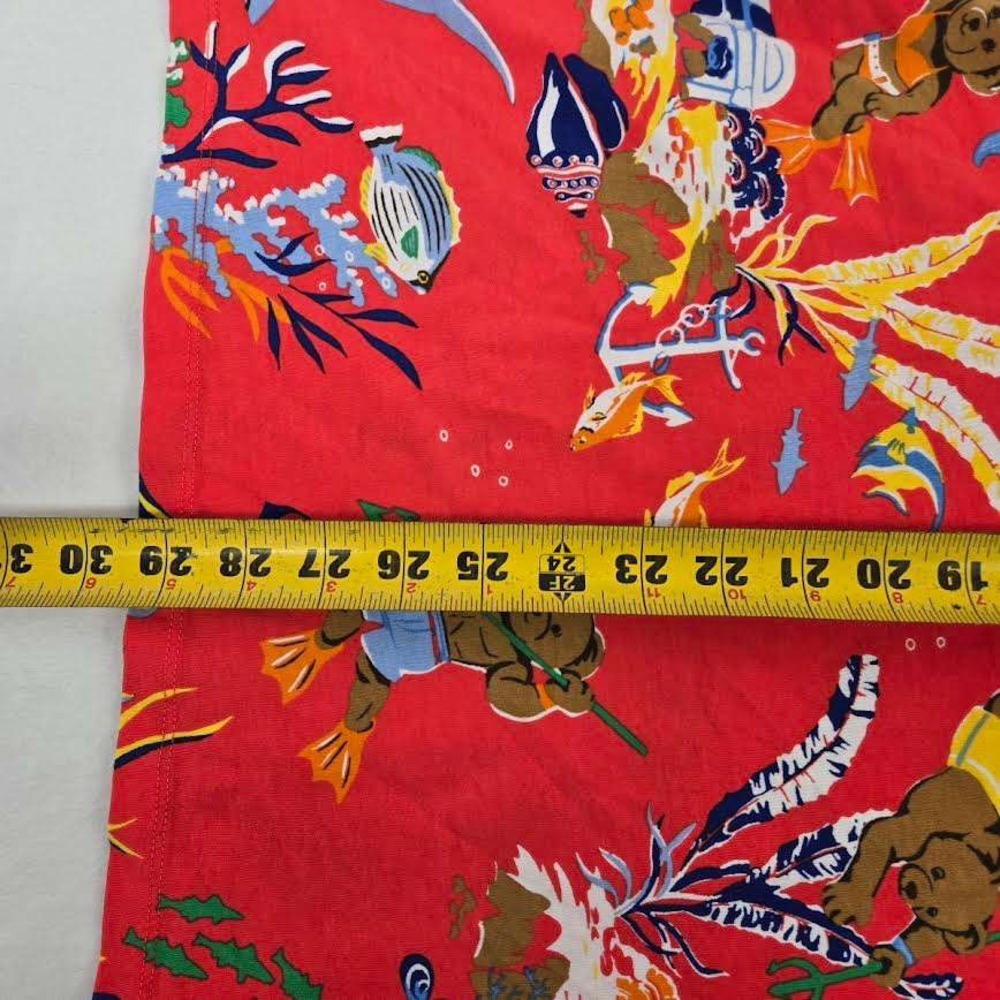 Polo Ralph Lauren Scuba Beach Bear XL Mens Tropical Print Hoodie Red Lightweight - Picture 8 of 8